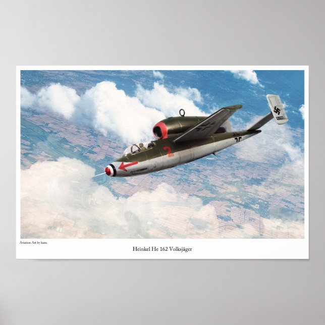 Affiche d'art aéronautique "Heinkel He 162" (Devant)