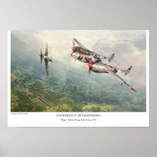 affiche d'art aéronautique "Lockheed P-38 Lightnin