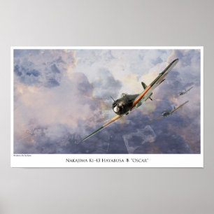 affiche d'art aéronautique " Nakajima Ki-43 Oscar"