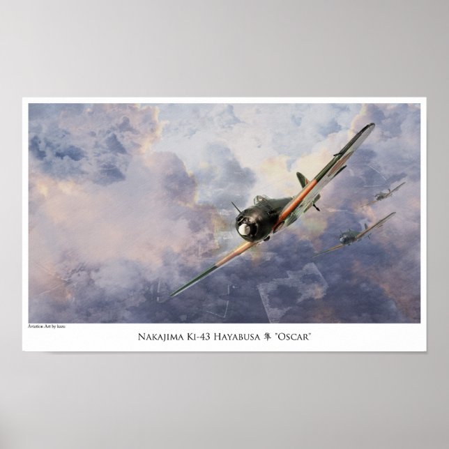 affiche d'art aéronautique " Nakajima Ki-43 Oscar" (Devant)