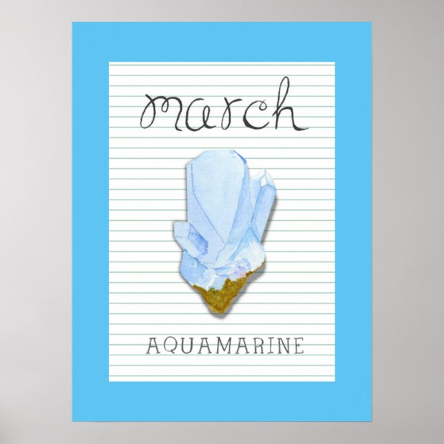 Affiche d'art Aquamarine Pierre de Naissance Mars  (Devant)