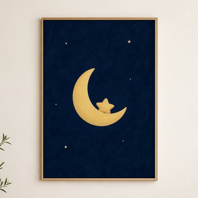 Affiche d'art aquarelle céleste Croissant Berceau (Shown framed for scale. Poster ships unframed; frames are an optional add-on.)