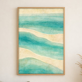 Affiche d'art aquarelle côtière Shallows From Abov