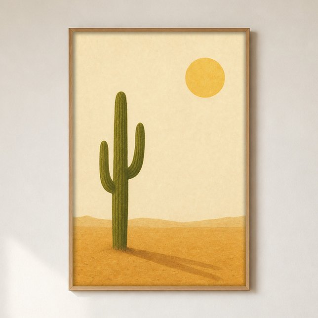 Affiche d'art aquarelle de cottage Saguaro Midi (Shown framed for scale. Poster ships unframed; frames are an optional add-on.)