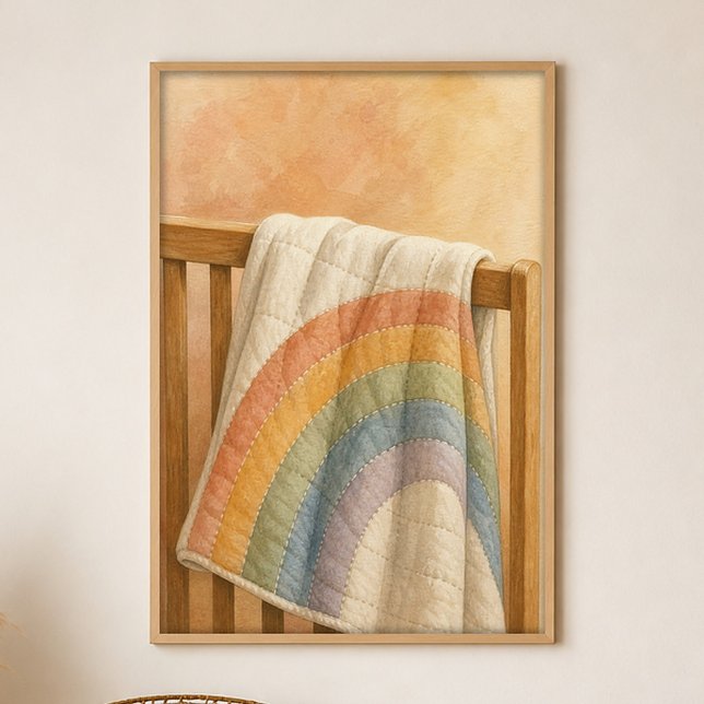 Affiche d'art aquarelle fantaisiste Courtepoint Ar (Shown framed for scale. Poster ships unframed; frames are an optional add-on.)