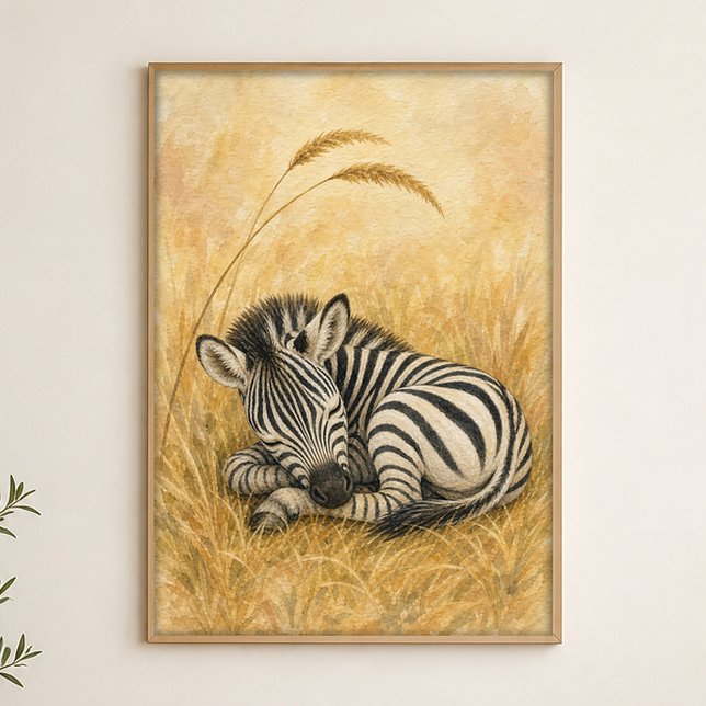 Affiche d'art aquarelle fantaisiste représentant u (Shown framed for scale. Poster ships unframed; frames are an optional add-on.)