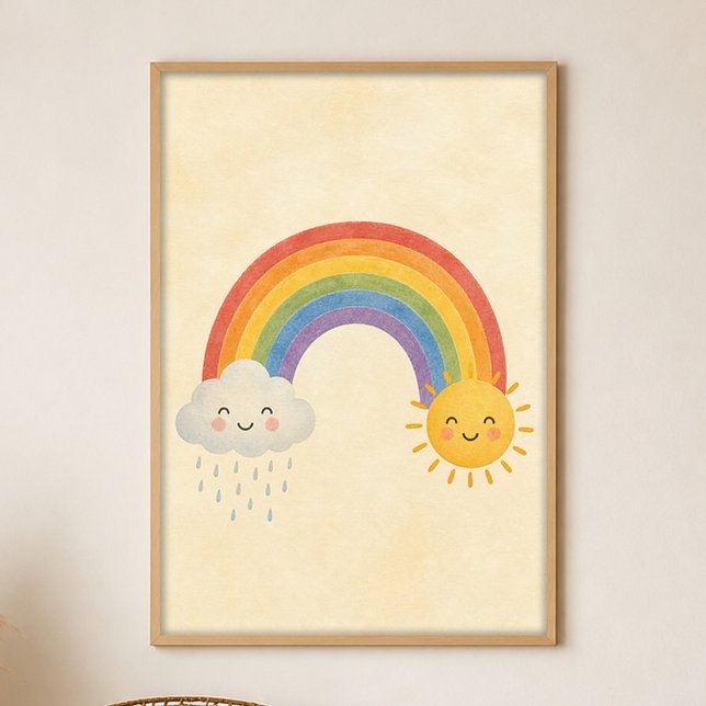 Affiche d'art bohème gouache arc-en-ciel douche en (Shown framed for scale. Poster ships unframed; frames are an optional add-on.)