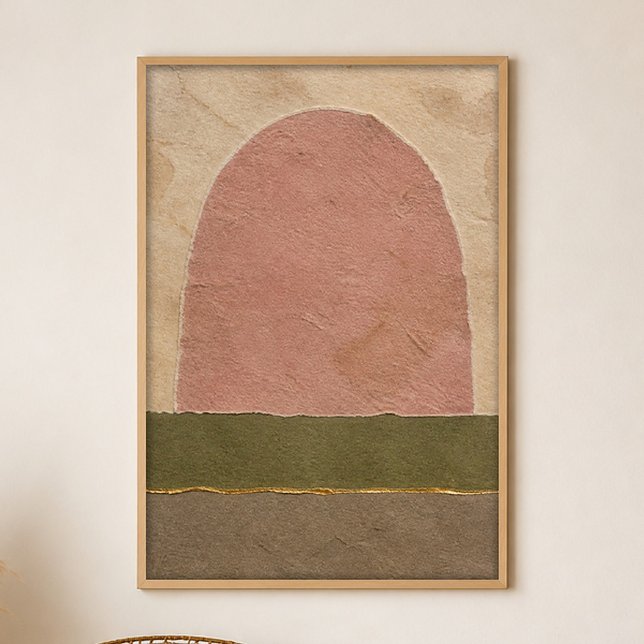 Affiche d'art bohème gouache champ d'arc en argile (Shown framed for scale. Poster ships unframed; frames are an optional add-on.)