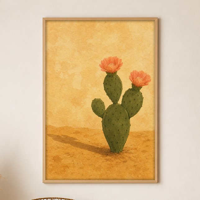 Affiche d'art bohème gouache Desert Bloom (Shown framed for scale. Poster ships unframed; frames are an optional add-on.)