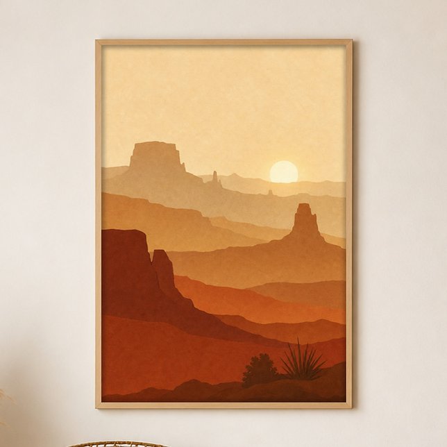 Affiche d'art bohème Gouache Mesa Sunset (Shown framed for scale. Poster ships unframed; frames are an optional add-on.)