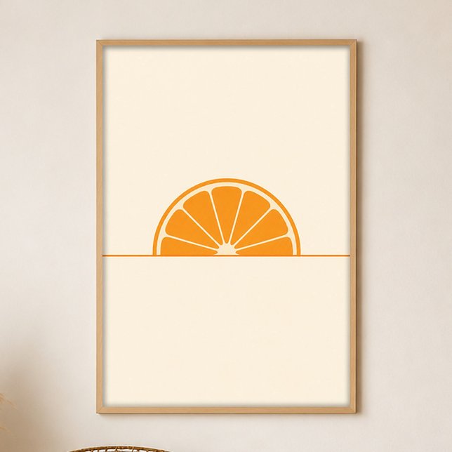 Affiche d'art bohème gouache Orange Slice Sun (Shown framed for scale. Poster ships unframed; frames are an optional add-on.)