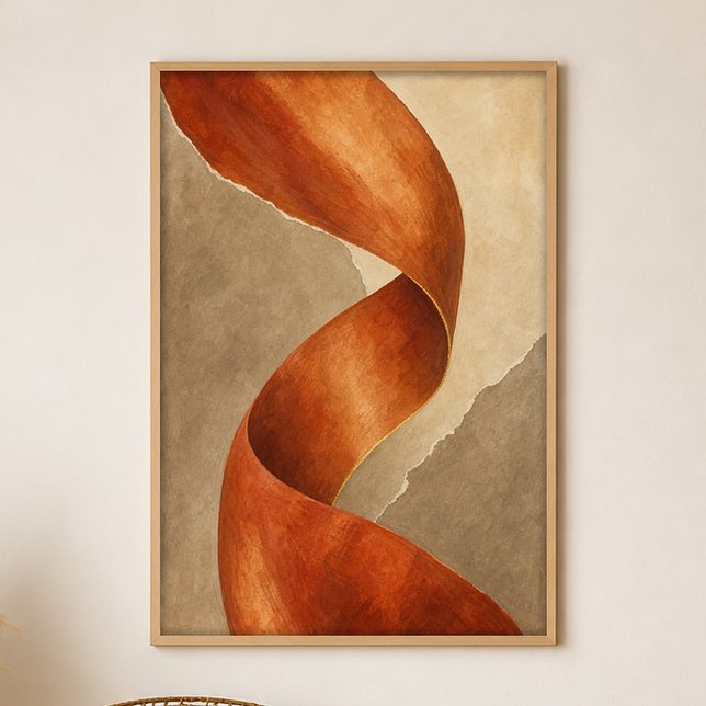 Affiche d'art bohème gouache pli cuivre (Shown framed for scale. Poster ships unframed; frames are an optional add-on.)