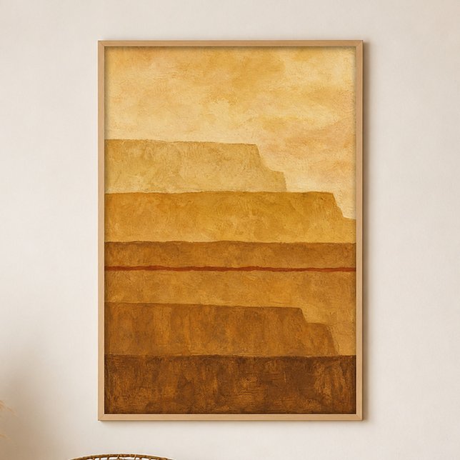 Affiche d'art bohème gouache Terrasses Ocres (Shown framed for scale. Poster ships unframed; frames are an optional add-on.)