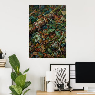 Affiche d'art botanique de feuillage de forêt auto