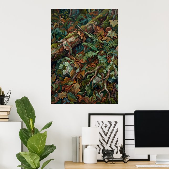 Affiche d'art botanique de feuillage de forêt auto (Bureau à domicile)