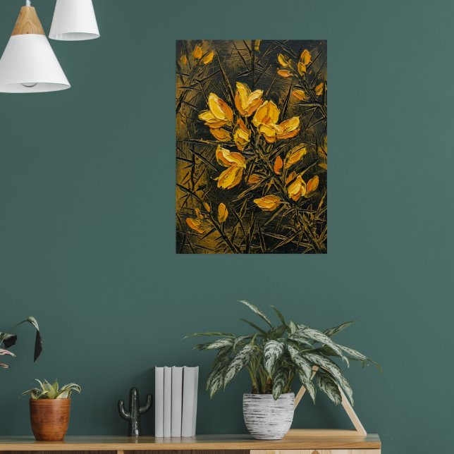 Affiche d'art botanique foncé de Ginkgo doré | Jap (Salon 1)