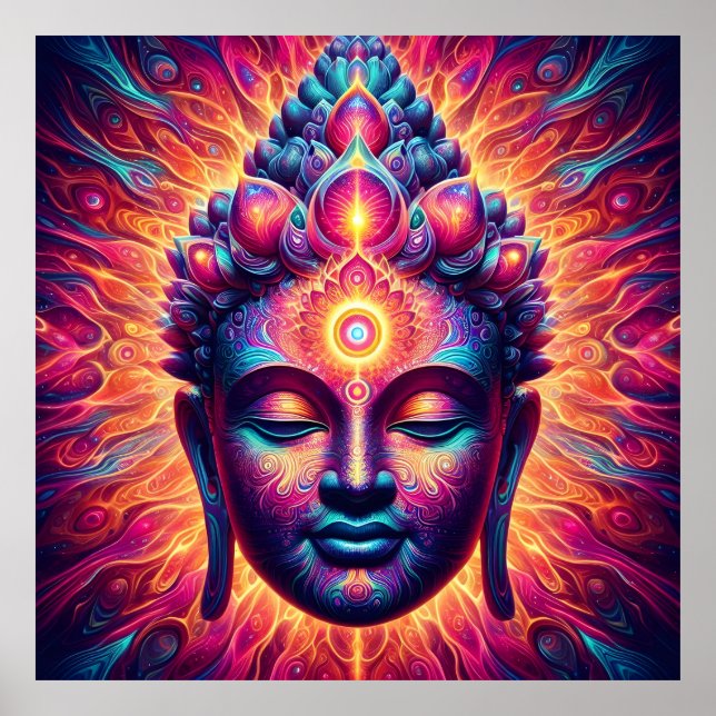Affiche d'art bouddha psychédélique - Troisième œi (Devant)