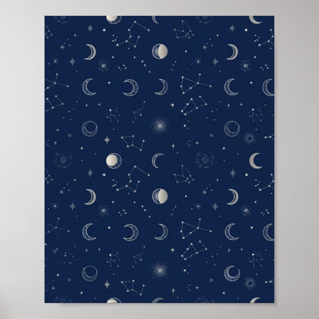 Affiche d'art céleste de la lune et des étoiles de (Devant)