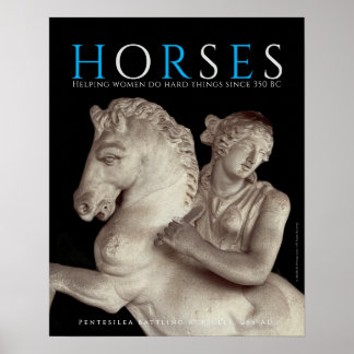 Affiche d'art "CHEVAUX" avec l'Amazone de la Grèce