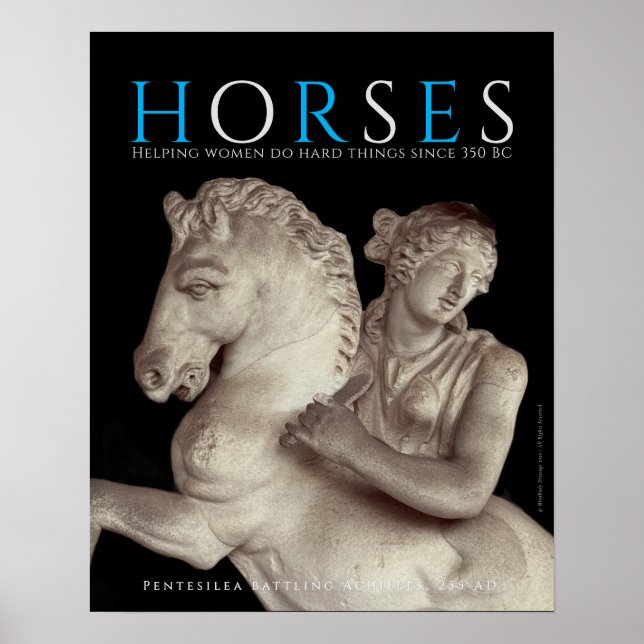 Affiche d'art "CHEVAUX" avec l'Amazone de la Grèce (Devant)