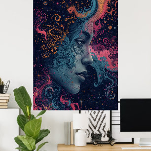 Affiche d'art cosmique de déesse céleste Mystiqu