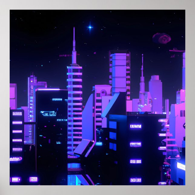 Affiche d'art Cyberpunk City AI (Devant)