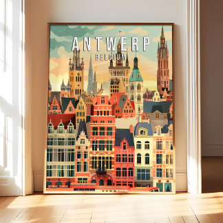 Affiche d'art d'Anvers Belgique Impression, Ville
