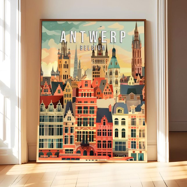 Affiche d'art d'Anvers Belgique Impression, Ville  (Créateur téléchargé)