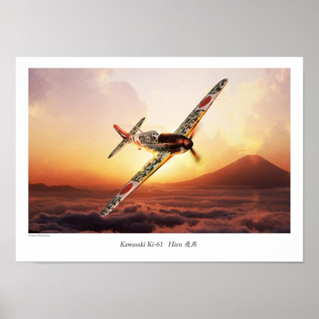 Affiche d'art d'aviation "Kawasaki Ki-61" (Devant)
