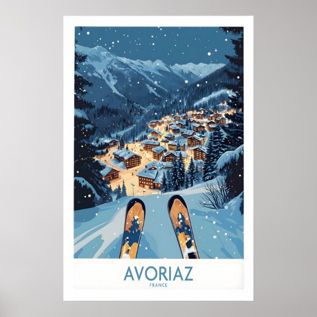 Affiche d'art d'Avoriaz France Impression de ski 1 (Devant)