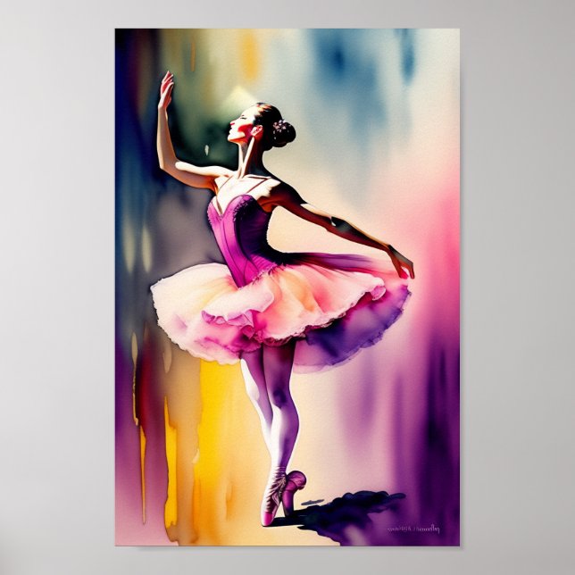 Affiche d'art de ballerine à l'aquarelle (Devant)