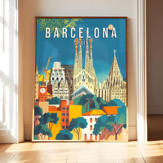 Affiche d'art de Barcelone Espagne, Impression d'a