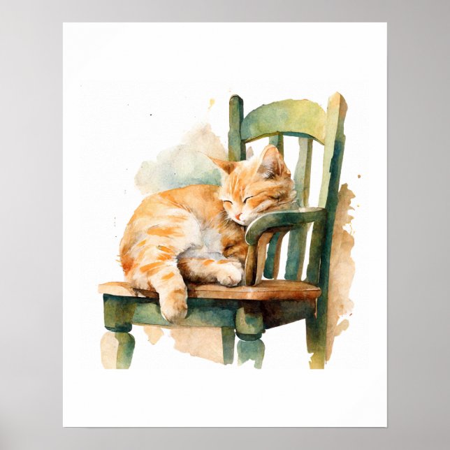 Affiche d'art de chat tigré orange (Devant)