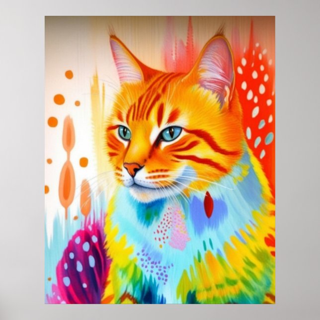 Affiche d'art de chat vibrant – Design audacieux e (Devant)