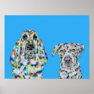 Affiche d'art de chien de chasse et de labrador