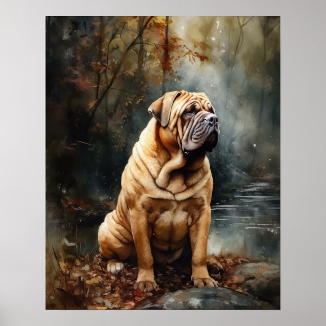 Affiche d'art de chien Shar-Pei chinois (Devant)
