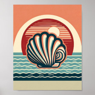 Affiche d'art de coquillages rétro