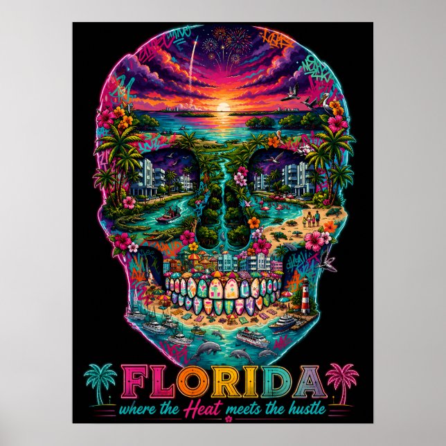 Affiche d'art de crâne de Floride - État d'esprit (Devant)
