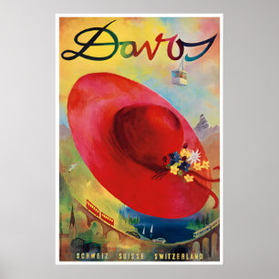 Affiche d'art de Davos Suisse Impression suisse vi