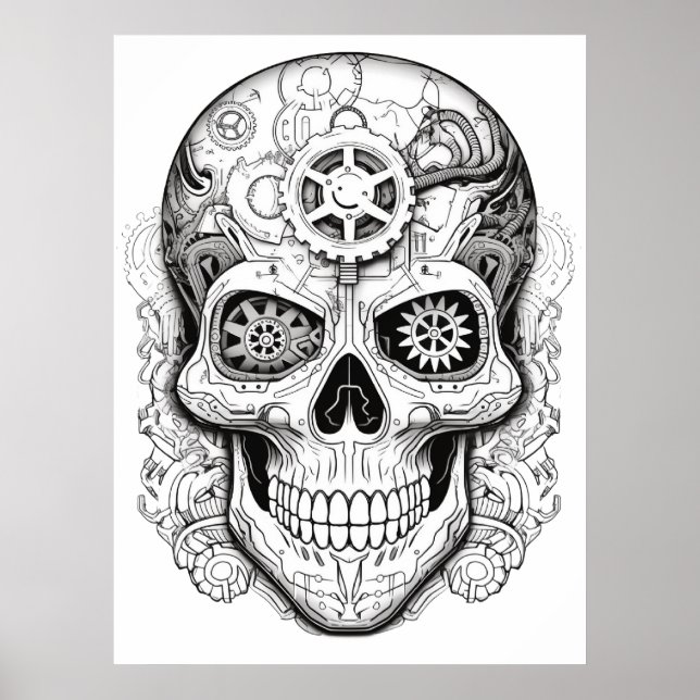 Affiche d'art de dessin de crâne de sucre pour enf (Devant)