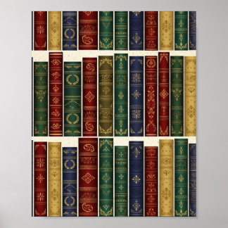Affiche d'art de dos de livres de bibliothèque ant