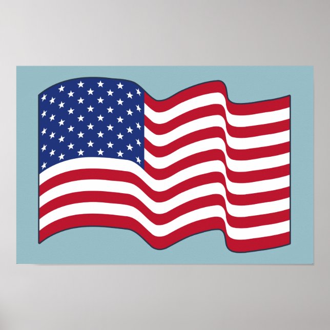 Affiche d'art de drapeau américain agité (Devant)