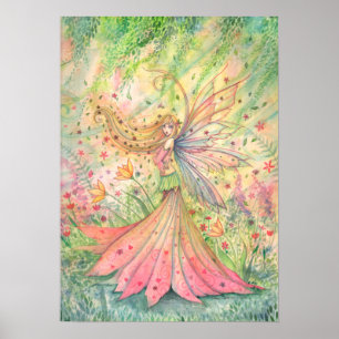 Affiche d'art de fée de fleur d'été