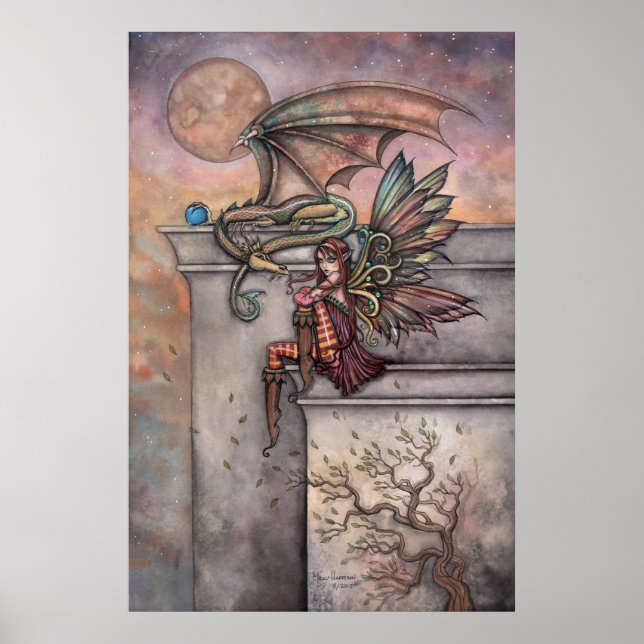 Affiche d'art de fée et de dragon par Molly Harris (Devant)