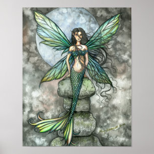 Affiche d'art de fée sirène de la mer au ciel