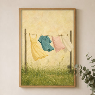 Affiche d'art de ferme à l'aquarelle de corde à li