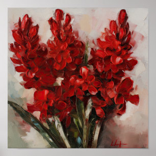 Affiche d'art de fleur d'hyacinthe rouge