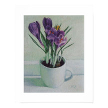 Affiche d'art de fleurs de crocus violets par Pola