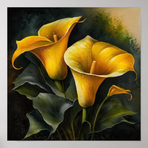 Affiche d'art de fleurs de lys calla jaune
