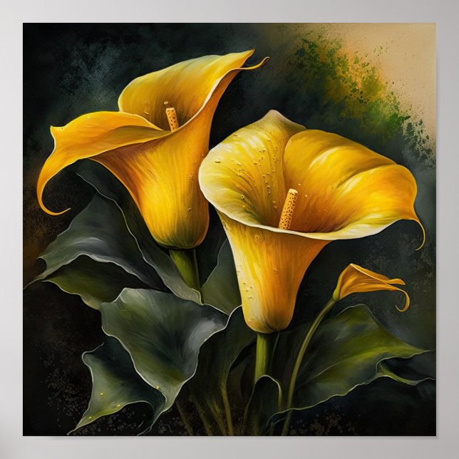 Affiche d'art de fleurs de lys calla jaune (Devant)